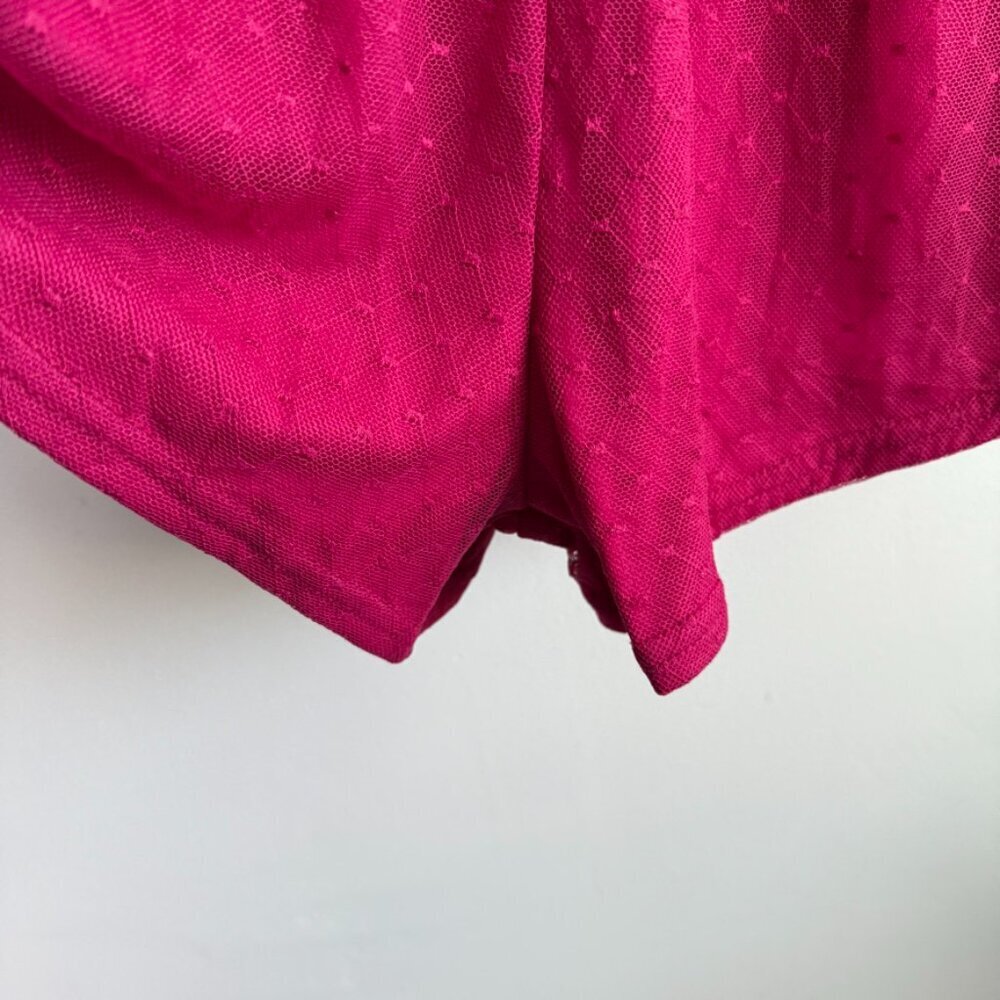 NWOT LULUS Magenta Pink Flirty Fashionista Mesh Bustier Long Sleeve Romper - Picture 11 of 11